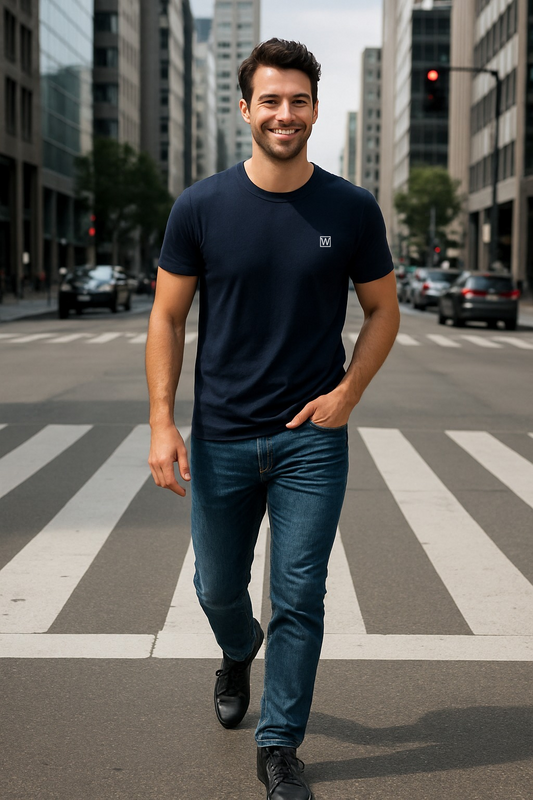 Weavers Classic Plain T-Shirt Navy Blue