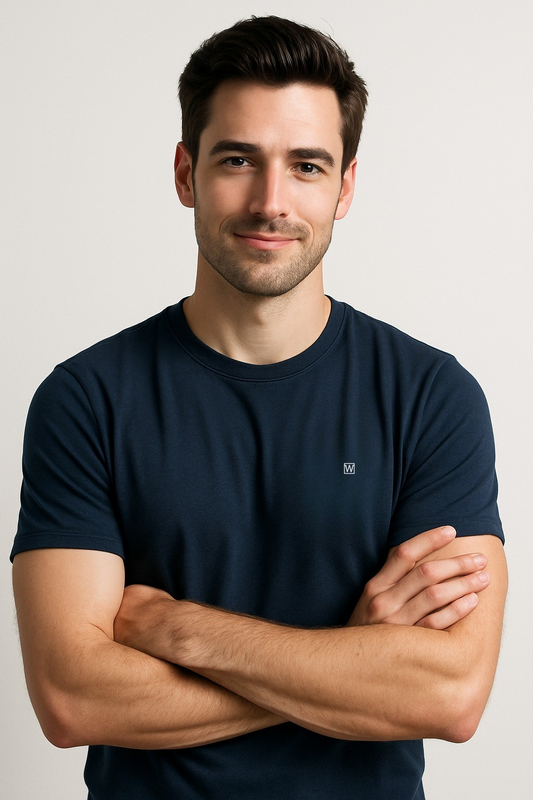 Weavers Classic Plain T-Shirt Navy Blue
