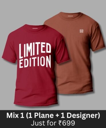 Mix T-shirts Combo of 2 (1 Plane 1 Designer)